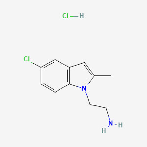 molecular formula C11H14Cl2N2 B2499524 2-(5-氯-2-甲基吲哚-1-基)乙胺；盐酸盐 CAS No. 2460757-09-7