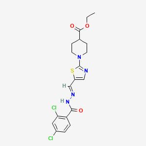 ethyl 1-(5-{[(E)-2-(2,4-dichlorobenzoyl)hydrazono]methyl}-1,3-thiazol-2-yl)-4-piperidinecarboxylate