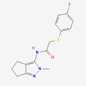 2-((4-fluorophenyl)thio)-N-(2-methyl-2,4,5,6-tetrahydrocyclopenta[c]pyrazol-3-yl)acetamide