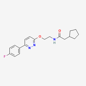 molecular formula C19H22FN3O2 B2499542 2-cyclopentyl-N-(2-((6-(4-fluorophenyl)pyridazin-3-yl)oxy)ethyl)acetamide CAS No. 920248-94-8