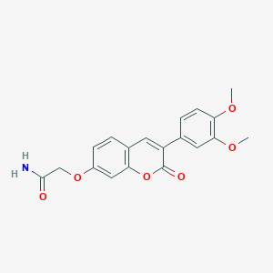 molecular formula C19H17NO6 B2499555 2-[[3-(3,4-Dimethoxyphenyl)-2-oxo-1-benzopyran-7-yl]oxy]acetamide CAS No. 869079-74-3