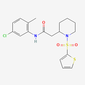 molecular formula C18H21ClN2O3S2 B2499556 N-(5-氯-2-甲基苯基)-2-(1-(噻吩-2-基磺酰基)哌啶-2-基)乙酰胺 CAS No. 1105223-49-1
