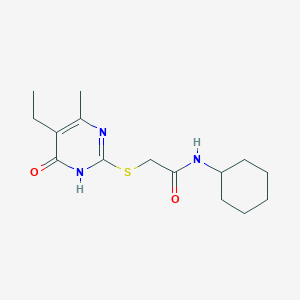 molecular formula C15H23N3O2S B2499557 N-环己基-2-((5-乙基-4-甲基-6-氧代-1,6-二氢嘧啶-2-基)硫)乙酰胺 CAS No. 552309-17-8