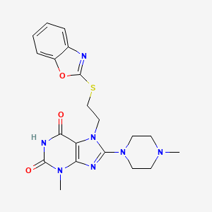 molecular formula C20H23N7O3S B2499562 7-(2-(苯并[d]噁唑-2-基硫)乙基)-3-甲基-8-(4-甲基哌嗪-1-基)-1H-嘌呤-2,6(3H,7H)-二酮 CAS No. 850914-28-2