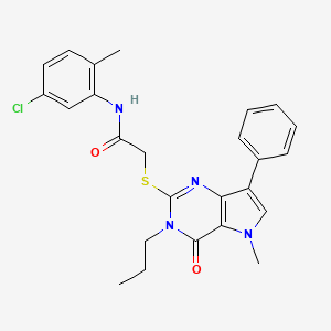 molecular formula C25H25ClN4O2S B2499564 N-(5-氯-2-甲基苯基)-2-((5-甲基-4-氧代-7-苯基-3-丙基-4,5-二氢-3H-吡咯[3,2-d]嘧啶-2-基)硫)乙酰胺 CAS No. 1115338-39-0