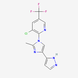 molecular formula C13H9ClF3N5 B2499580 3-chloro-2-[2-methyl-4-(1H-pyrazol-5-yl)-1H-imidazol-1-yl]-5-(trifluoromethyl)pyridine CAS No. 303150-53-0
