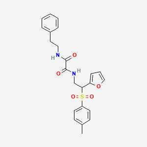 molecular formula C23H24N2O5S B2499591 N1-(2-(furan-2-yl)-2-tosylethyl)-N2-phenethyloxalamide CAS No. 896325-90-9