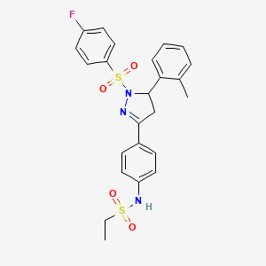 N-(4-(1-((4-fluorophenyl)sulfonyl)-5-(o-tolyl)-4,5-dihydro-1H-pyrazol-3-yl)phenyl)ethanesulfonamide