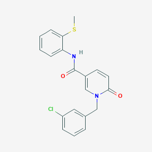 molecular formula C20H17ClN2O2S B2499598 1-[(3-chlorophenyl)methyl]-N-(2-methylsulfanylphenyl)-6-oxopyridine-3-carboxamide CAS No. 941885-13-8