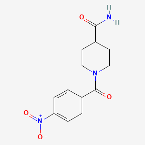 molecular formula C13H15N3O4 B2499599 1-(4-硝基苯甲酰)-4-哌啶甲酰胺 CAS No. 420812-64-2