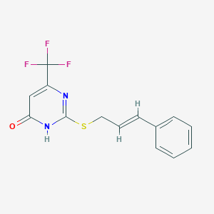 molecular formula C14H11F3N2OS B2499607 2-(cinnamylthio)-6-(trifluoromethyl)pyrimidin-4(3H)-one CAS No. 899744-12-8
