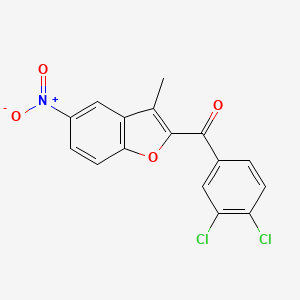 molecular formula C16H9Cl2NO4 B2499611 (3,4-Dichlorophenyl)(3-methyl-5-nitro-1-benzofuran-2-yl)methanone CAS No. 400076-04-2