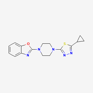 molecular formula C16H17N5OS B2499613 2-[4-(5-Cyclopropyl-1,3,4-thiadiazol-2-yl)piperazin-1-yl]-1,3-benzoxazole CAS No. 2415630-68-9
