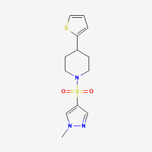 1-((1-methyl-1H-pyrazol-4-yl)sulfonyl)-4-(thiophen-2-yl)piperidine