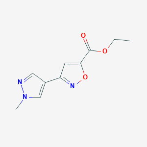molecular formula C10H11N3O3 B2499616 ethyl 3-(1-methyl-1{H}-pyrazol-4-yl)isoxazole-5-carboxylate CAS No. 1356543-58-2