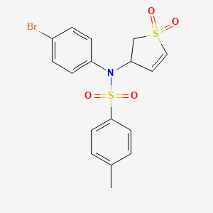 molecular formula C17H16BrNO4S2 B2499621 N-(4-bromophenyl)-N-(1,1-dioxido-2,3-dihydro-3-thienyl)-4-methylbenzenesulfonamide CAS No. 616214-35-8