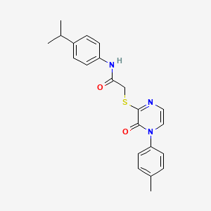 molecular formula C22H23N3O2S B2499630 N-(4-异丙基苯基)-2-((3-氧代-4-(对甲苯基)-3,4-二氢吡嗪-2-基)硫基)乙酰胺 CAS No. 941935-27-9