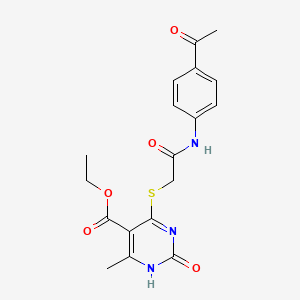 molecular formula C18H19N3O5S B2499631 ethyl 4-[2-(4-acetylanilino)-2-oxoethyl]sulfanyl-6-methyl-2-oxo-1H-pyrimidine-5-carboxylate CAS No. 899749-44-1