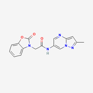 molecular formula C16H13N5O3 B2499641 N-(2-甲基吡唑并[1,5-a]嘧啶-6-基)-2-(2-氧代苯并[d]噁唑-3(2H)-基)乙酰胺 CAS No. 1797679-83-4