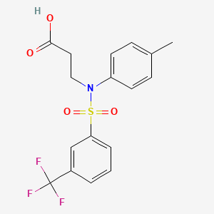 molecular formula C17H16F3NO4S B2499650 3-[N-(4-methylphenyl)3-(trifluoromethyl)benzenesulfonamido]propanoic acid CAS No. 571158-84-4