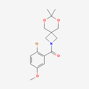 molecular formula C16H20BrNO4 B2499658 (2-ブロモ-5-メトキシフェニル)(7,7-ジメチル-6,8-ジオキサ-2-アザスピロ[3.5]ノナン-2-イル)メタノン CAS No. 1396859-77-0