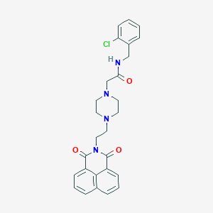 molecular formula C27H27ClN4O3 B2499659 N-(2-氯苄基)-2-(4-(2-(1,3-二氧代-1H-苯并[de]异喹啉-2(3H)-基)乙基)哌嗪-1-基)乙酰胺 CAS No. 2034267-00-8