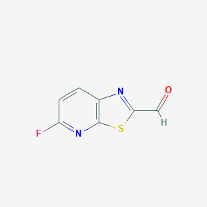 molecular formula C7H3FN2OS B2499663 5-氟-[1,3]噻唑并[5,4-b]吡啶-2-甲醛 CAS No. 2470435-43-7