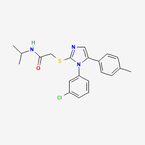 molecular formula C21H22ClN3OS B2499670 2-((1-(3-chlorophenyl)-5-(p-tolyl)-1H-imidazol-2-yl)thio)-N-isopropylacetamide CAS No. 1207045-51-9