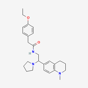 molecular formula C26H35N3O2 B2499671 2-(4-ethoxyphenyl)-N-(2-(1-methyl-1,2,3,4-tetrahydroquinolin-6-yl)-2-(pyrrolidin-1-yl)ethyl)acetamide CAS No. 921895-21-8