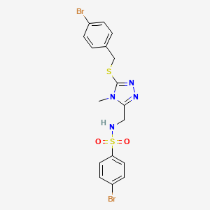 molecular formula C17H16Br2N4O2S2 B2499678 4-bromo-N-({5-[(4-bromobenzyl)sulfanyl]-4-methyl-4H-1,2,4-triazol-3-yl}methyl)benzenesulfonamide CAS No. 338421-61-7