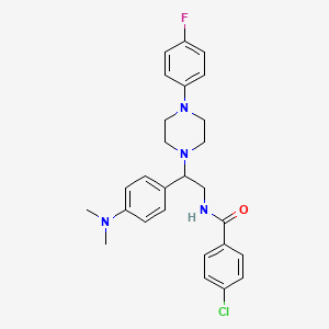 molecular formula C27H30ClFN4O B2499679 4-chloro-N-{2-[4-(dimethylamino)phenyl]-2-[4-(4-fluorophenyl)piperazin-1-yl]ethyl}benzamide CAS No. 946315-84-0