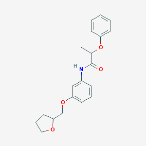 molecular formula C20H23NO4 B249968 2-phenoxy-N-[3-(tetrahydro-2-furanylmethoxy)phenyl]propanamide 
