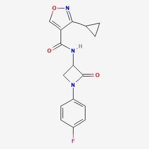 3-Cyclopropyl-N-[1-(4-fluorophenyl)-2-oxoazetidin-3-yl]-1,2-oxazole-4-carboxamide