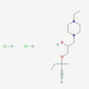 molecular formula C15H30Cl2N2O2 B2499699 1-(4-Ethylpiperazin-1-yl)-3-((3-methylpent-1-yn-3-yl)oxy)propan-2-ol dihydrochloride CAS No. 1185002-80-5