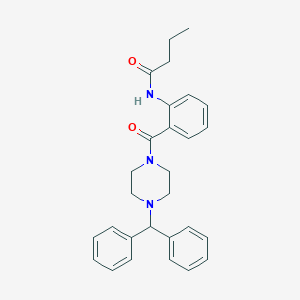 molecular formula C28H31N3O2 B249970 N-{2-[(4-benzhydryl-1-piperazinyl)carbonyl]phenyl}butanamide 