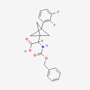 molecular formula C21H19F2NO4 B2499701 2-[3-(2,3-Difluorophenyl)-1-bicyclo[1.1.1]pentanyl]-2-(phenylmethoxycarbonylamino)acetic acid CAS No. 2287261-68-9