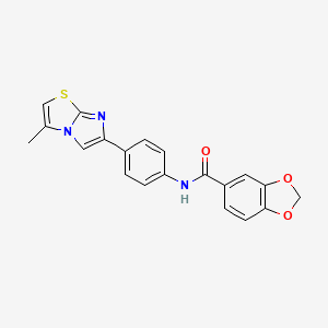 N-[4-(3-methylimidazo[2,1-b][1,3]thiazol-6-yl)phenyl]-1,3-benzodioxole-5-carboxamide