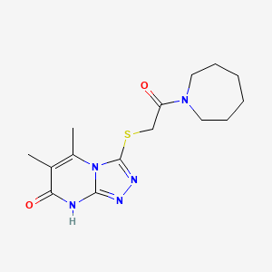 molecular formula C15H21N5O2S B2499731 3-((2-(azepan-1-yl)-2-oxoethyl)thio)-5,6-dimethyl-[1,2,4]triazolo[4,3-a]pyrimidin-7(8H)-one CAS No. 891128-37-3