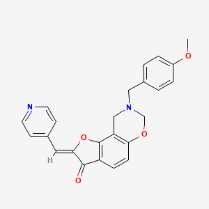 molecular formula C24H20N2O4 B2499738 (Z)-8-(4-methoxybenzyl)-2-(pyridin-4-ylmethylene)-8,9-dihydro-2H-benzofuro[7,6-e][1,3]oxazin-3(7H)-one CAS No. 929842-22-8