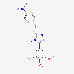 molecular formula C19H20N4O5S B2499740 4-methyl-3-((4-nitrobenzyl)thio)-5-(3,4,5-trimethoxyphenyl)-4H-1,2,4-triazole CAS No. 496777-07-2