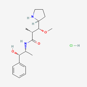 molecular formula C18H29ClN2O3 B2499744 (2R,3R)-N-((1S,2R)-1-hydroxy-1-phenylpropan-2-yl)-3-Methoxy-2-Methyl-3-((S)-pyrrolidin-2-yl)propanaMide (hydrochloride) CAS No. 2019182-02-4