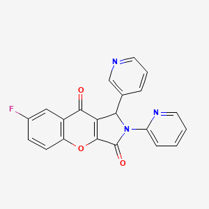 molecular formula C21H12FN3O3 B2499746 7-氟-2-(吡啶-2-基)-1-(吡啶-3-基)-1,2-二氢咯并[2,3-c]吡咯-3,9-二酮 CAS No. 886142-76-3