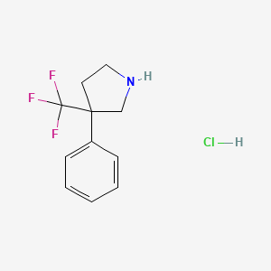 molecular formula C11H13ClF3N B2499753 3-Phenyl-3-(trifluoromethyl)pyrrolidine;hydrochloride CAS No. 2416236-65-0
