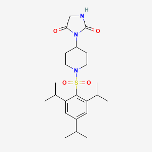 molecular formula C23H35N3O4S B2499755 3-(1-((2,4,6-三异丙基苯基)磺酰基)哌啶-4-基)咪唑烷-2,4-二酮 CAS No. 2034490-83-8