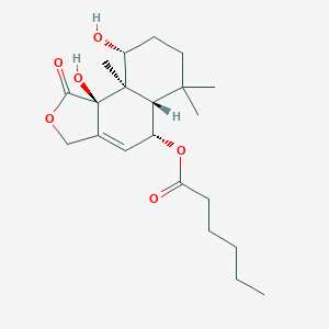 molecular formula C21H32O6 B2499757 [(5R,5As,9R,9aR,9bR)-9,9b-dihydroxy-6,6,9a-trimethyl-1-oxo-3,5,5a,7,8,9-hexahydrobenzo[e][2]benzofuran-5-yl] hexanoate CAS No. 1609469-72-8