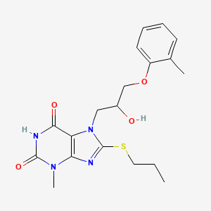 molecular formula C19H24N4O4S B2499758 7-(2-羟基-3-(邻甲苯氧基)丙基)-3-甲基-8-(丙硫基)-1H-嘧啶-2,6(3H,7H)-二酮 CAS No. 332103-51-2