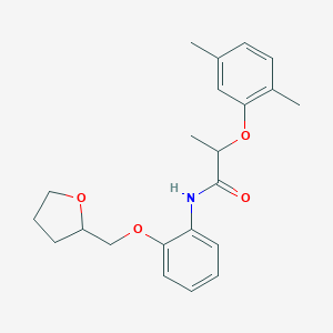 molecular formula C22H27NO4 B249976 2-(2,5-dimethylphenoxy)-N-[2-(tetrahydro-2-furanylmethoxy)phenyl]propanamide 