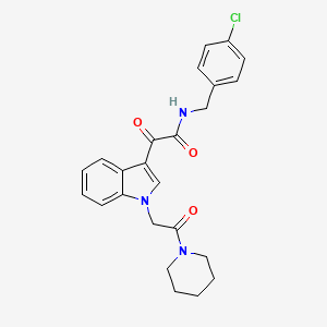 molecular formula C24H24ClN3O3 B2499766 N-((4-氯苯基)甲基)-2-氧代-2-(1-(2-氧代-2-哌啶-1-基乙基)吲哚-3-基)乙酰胺 CAS No. 872861-31-9