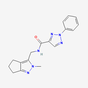 molecular formula C17H18N6O B2499769 N-((2-methyl-2,4,5,6-tetrahydrocyclopenta[c]pyrazol-3-yl)methyl)-2-phenyl-2H-1,2,3-triazole-4-carboxamide CAS No. 2034602-31-6
