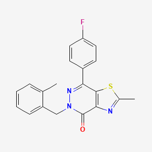 molecular formula C20H16FN3OS B2499773 7-(4-氟苯基)-2-甲基-5-(2-甲基苄基)噻唑并[4,5-d]吡啶-4(5H)-酮 CAS No. 942003-93-2